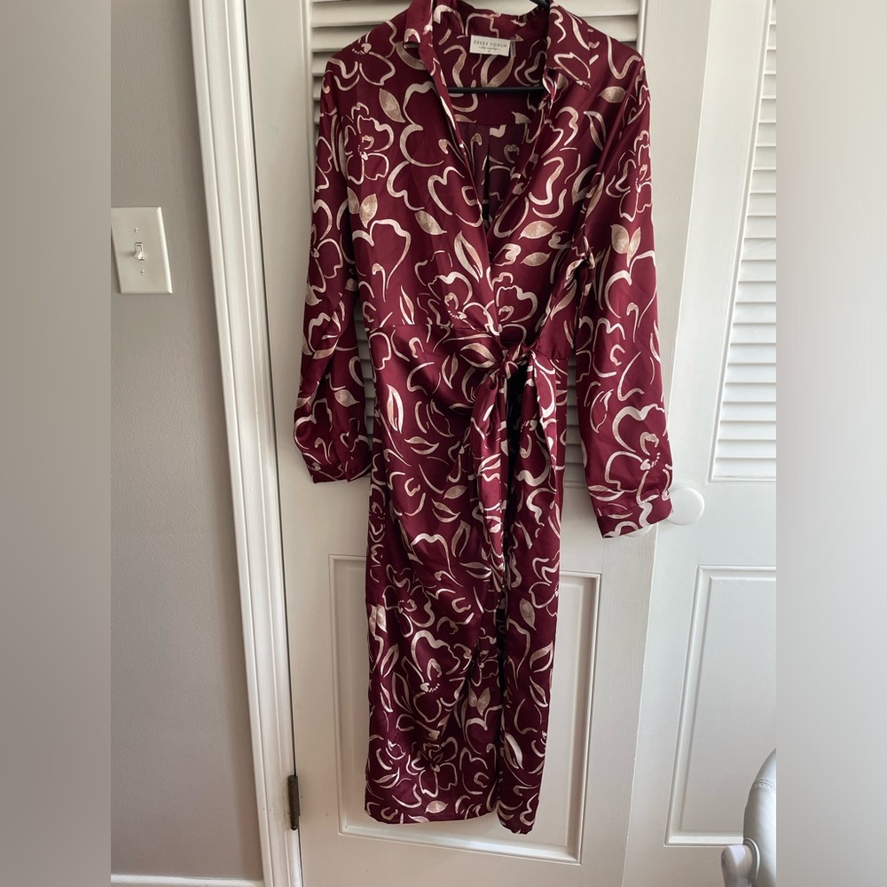 Dress Forum burgundy floral midi wrap dress
